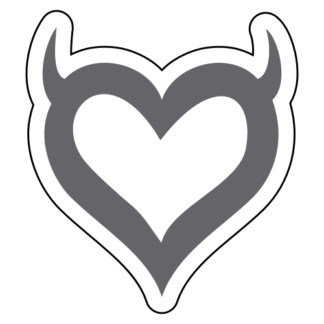 Heart With Horns Sticker (Grey)